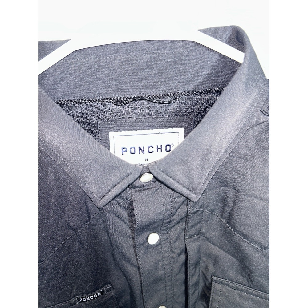 Poncho Shirt Mens Medium Regular Fit Pearl Snap Black - Picture 4 of 8